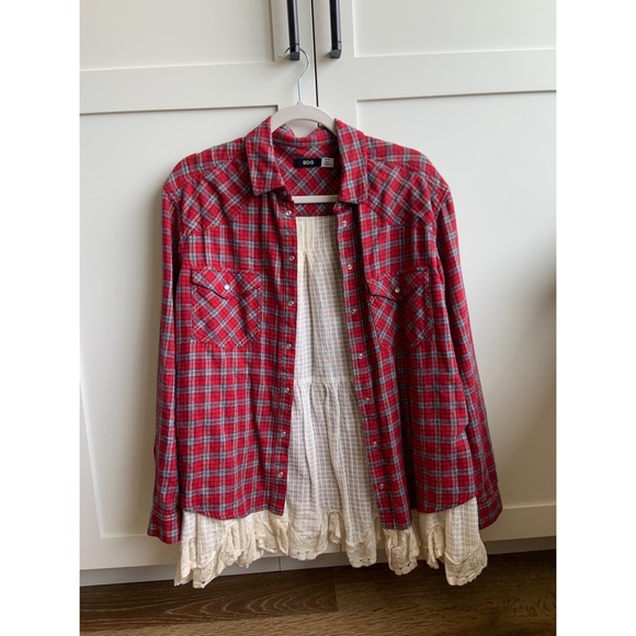 Urban Outfitters Lace bottom Flannel - Picture 1 of 3